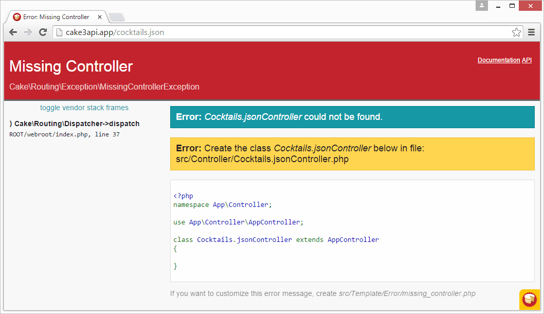 Cocktails index after prefixing route