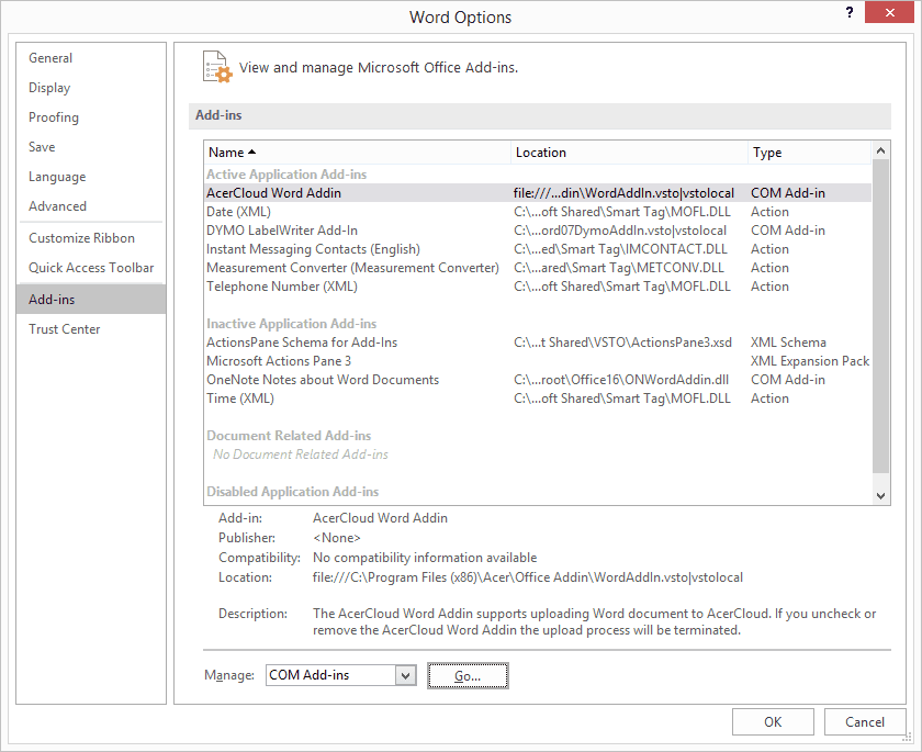 Microsoft Office 2016 Add-ins