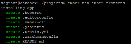 Screenshot of ember-cli generating the Ember application
