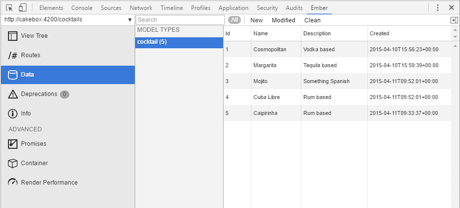 Ember Inspector Ember Data main