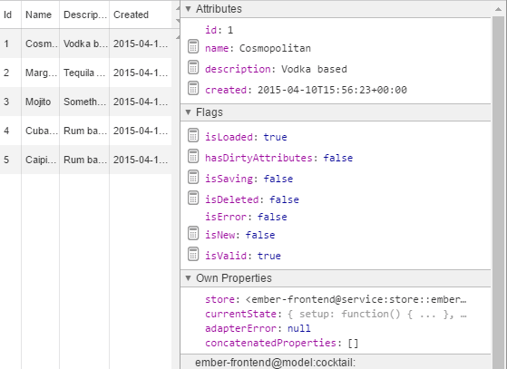 Ember Inspector Ember Data record details