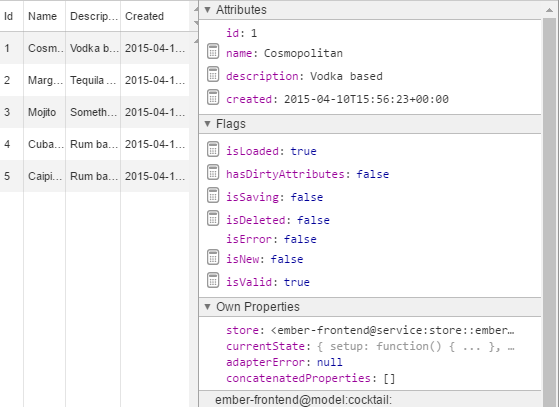 Ember Inspector Ember Data record details